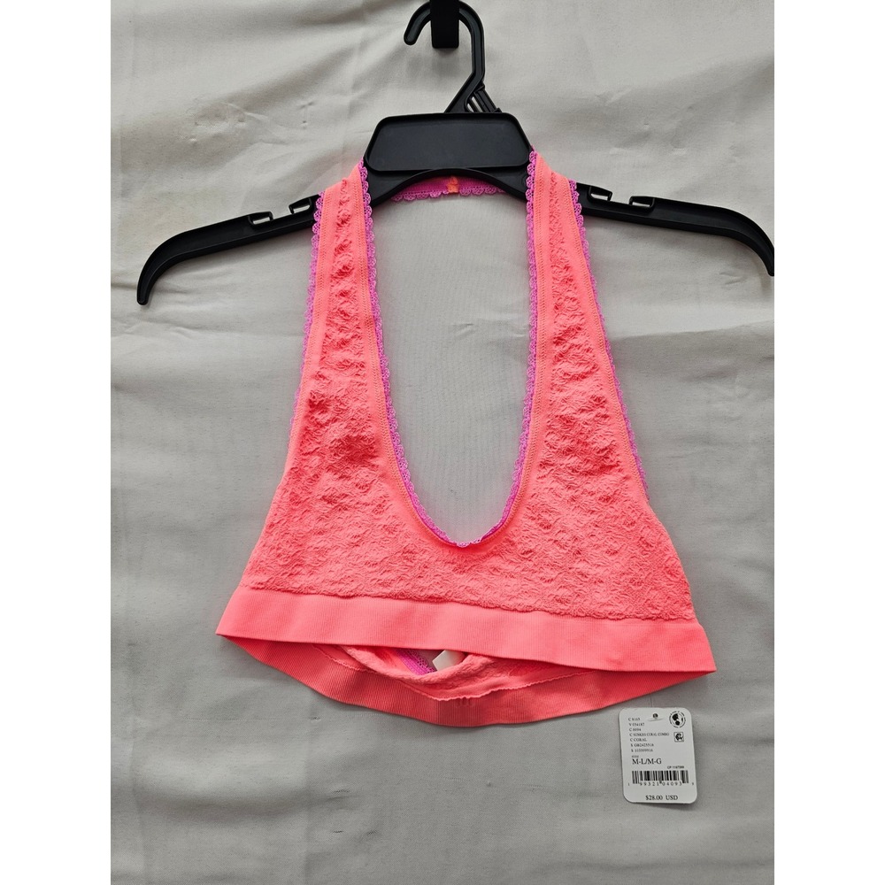 Free People Womens Halter Bralette Pink Polyamide Blend Casual Size M/L